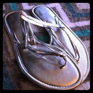 Silver heel strap sandal